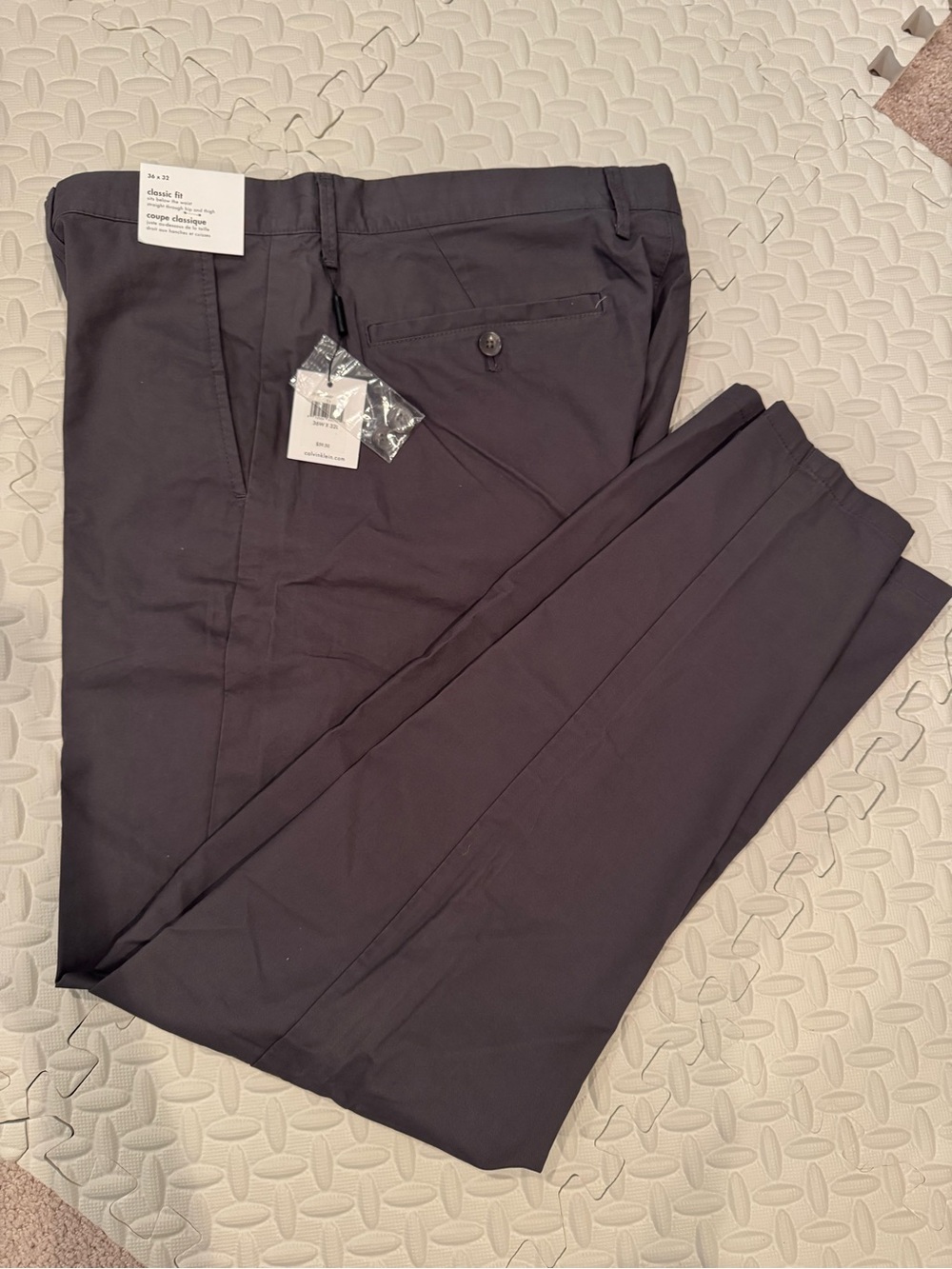 Calvin Klein Men's Ash Grey Classic Fit 100% Cotton Pants